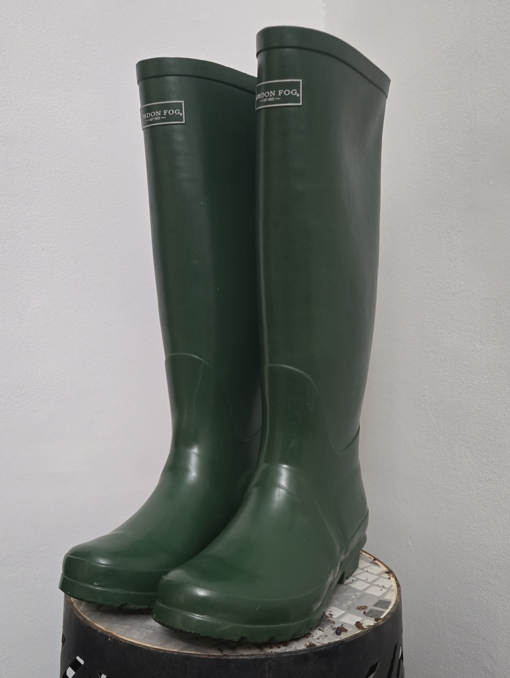 London Fog Women's Tall Forest Green Waterproof Rain Boots - Picture 1 of 6